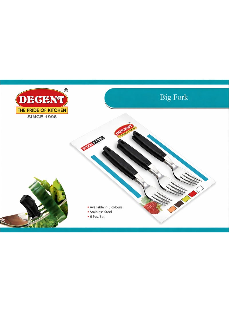 ديسينت ديسنت بيغ فورك سِت أوف 6 | ستينلس ستيل فوركس | إيرغونومِك هاندل | ميرر فينيش | هيفي ديوتي تيبل فورك سِت فور هوم، كيتشن، ريستورانت، ديش واشر سيف - Image 4